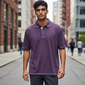 Johnston & Murphy Purple Polo with white trim details. XL - never worn.
